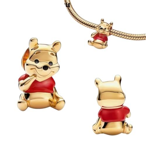 Abalorio Winnie the Pooh de plata de ley 925,compatible con abalorios Pandora y muchas otras pulseras de abalorios.