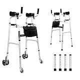 AHB Foldable Standard Walker with 4 Wheels and Arm Rest Pad Support 350lbs, Lightweight Standard Wal