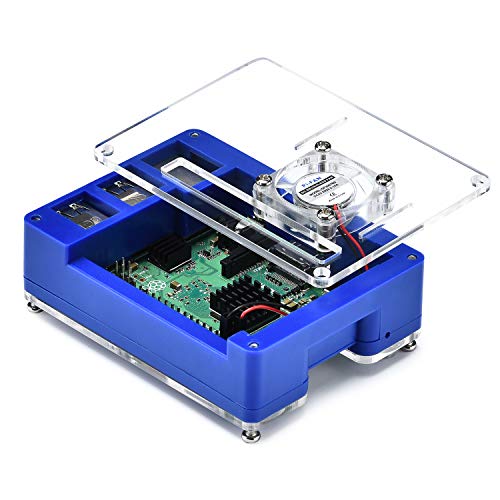 GeeekPi Raspberry Pi 3 B + Case, Raspberry Pi Case con Ventola, Raspberry Pi dissipatore per Raspberry Pi 3 Model B +, Raspberry Pi 3/2 Modello B (Blu e Chiaro)