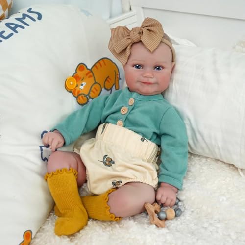 Brastoy Bebê Reborn Boneca Pintada Silicone Realistic Menina Original (Pintada Menina Olhos Azuis 48