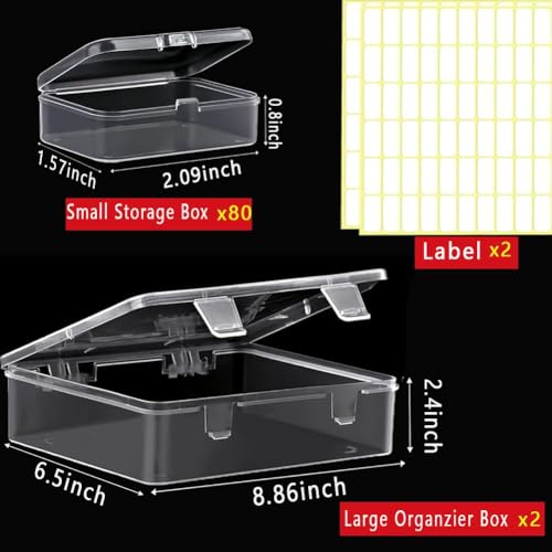 Image of 82pcs Bead storage containers, bead organizer boxes and craft storage boxes for bracelet making DIY jewelry craft nails, bracelets, jewelry, diamonds, clay beads, screws 2.09x1.57x0.8Inch