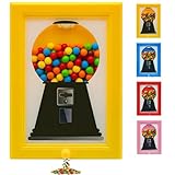 Candy Dispenser, Rare Vintage the Handy Candy Frame - Hanging Candies Machine Art, Mini Wall Mount Gumball Machine, Snack Spinner Picture Frame Display, Hang on Wall or Stand on Table (Yellow)