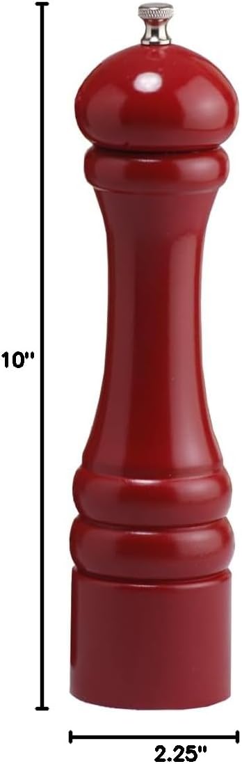 Chef Specialties 10 Inch Imperial Pepper Mill - Candy Apple Red - Made in USA