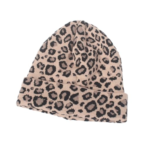Chapeau beanie doux et chaleureux en maille léopard haut de gamme