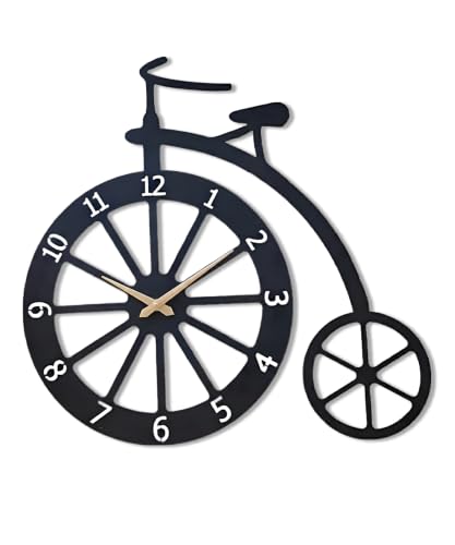 Image of Auromin Cycle Wall Clock for Living Room & Bedroom | Stylish Bicycle Unique Decorative Wall Clock | Modern Big Size Wall Watch for Home, Office & Hall | Unique Vintage-Inspired Home Decor Item