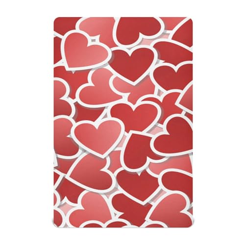 Moudou Valentine's Day Love Heart Playard Sheet for Boy Girls, Soft Breathable Fitted Toddler Sheet for Standard Playard Bed Mattress, 39 x 27 x 5 Inch
