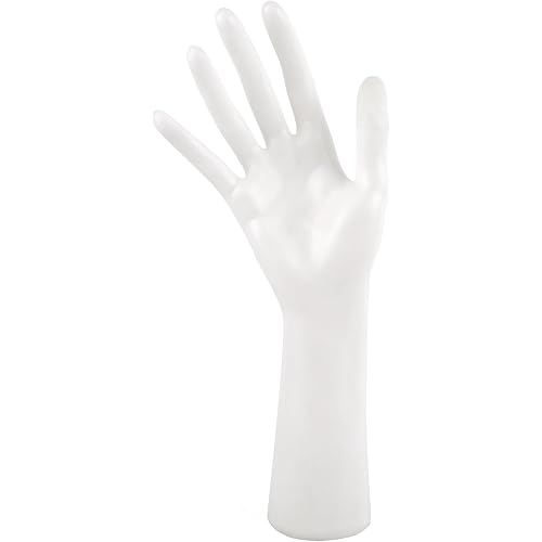 AUEAR, Female Mannequin Hand Display for Jewelry Holder Bracelet Necklace Ring Stand (White, 11"x7.3", 1 Pack)
