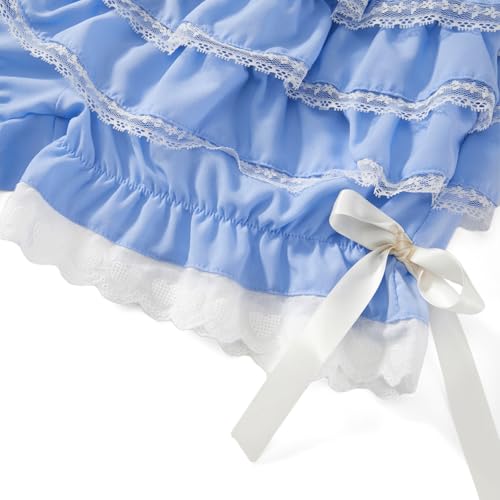 Image of Womens Lace Trim Layered Ruffle Lolita Bloomer Coquette Sexy Boy Shorts Y2k Bubble Frilly Pumpkin Fairy PJ Bottoms