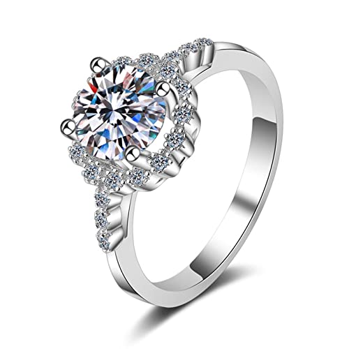 Bague femme en argent 925 avec moissanite 1ct scintillante de haute joaillerie
