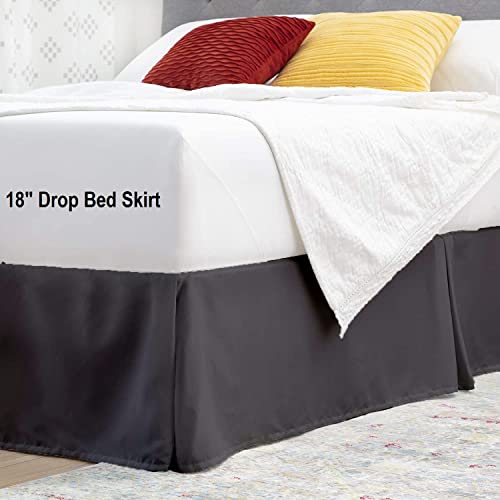 Queen Bed Skirt 1Pc - Bed Frame And Box Spring Cover - 18-Inch Tailored Drop Pleated 800-Tc Luxury Classic Look Egyptian Cotton- Easy Fit, Wrinkle, Fade, Stain Resistant #TOP2