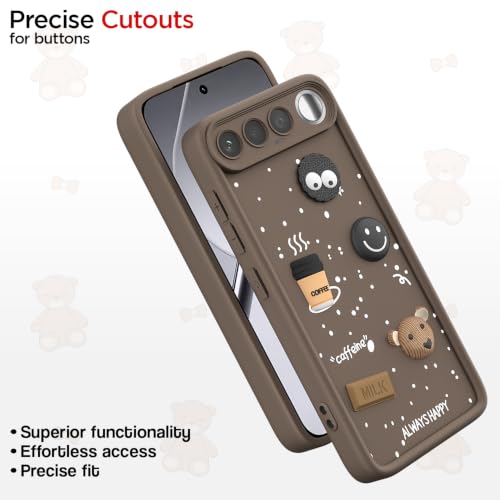 Image of Outlouders Back Cover for Realme 16 5G | 3D Cartoon Bear Cute Fun Silicone Full Body Protection Bumper Case (Brown)