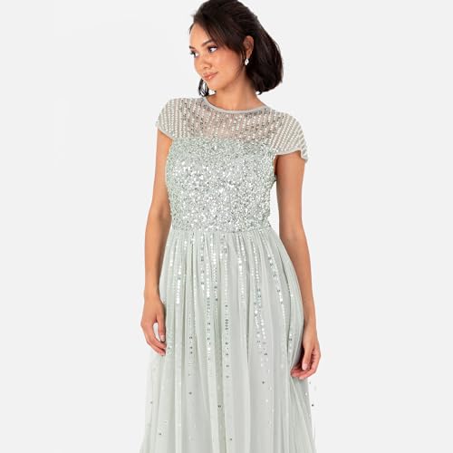 Robe maxi Maya Deluxe à sequins rayés pour soirée chic - 2