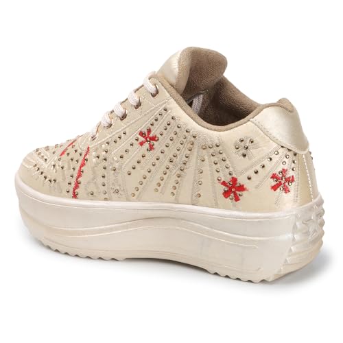 Image of Vendoz Women Wedding Party Golden Sneakers