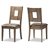 Baxton Studio 2 Piece Edwige Shabby Chic Country Cottage Weathered Gray/Brown Wood Dining Side Chair Set