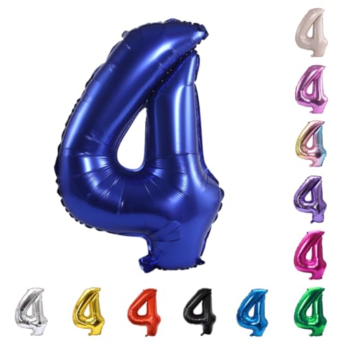 Image of YPSelected 32 Inch Large Foil Helium Number Balloon Birthday Wedding Party 0-9 (Navy Blue, 4)