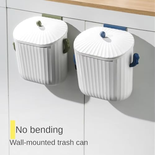 Image of Kitchen Trash Can - 2.1 Gallon 8 Liter Wall-Mounted Hanging Garbage Can with Lid for Kitchen Cabinet Door, Small Under Sink Trash Can for Cupboard, Bathroom, Polypropylene