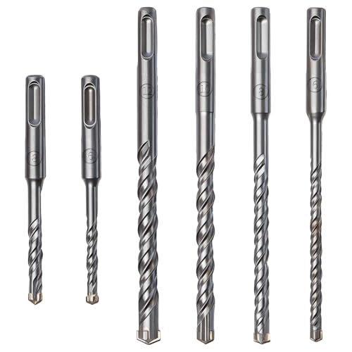 Tobriavor SDS Plus Bohrer set 6-tlg, Hammerbohrer-Set 6,8,10,12mm Zubehör Bohrhämmer für Beton, Mauerwerk, Steinbohrer - Betonbohrer Set Professional Zubehör Bohrhammer