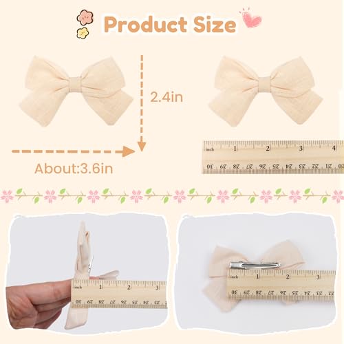 Image of CELLOT Girls Hair Bows Linen Fabric 3.5 inch Bows Alligator Clips Hair Accessories for Little Girls Toddlers Kids and Teens,20 Pieces