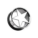 Covet Jewelry Nova Star Hollow Steel Single Flared Ear Gauge Plug (7/16' (11mm))