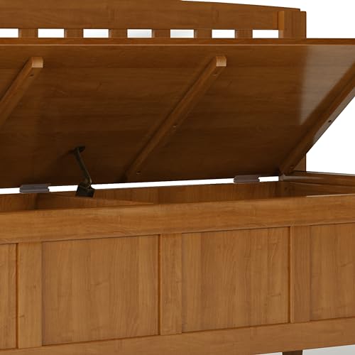 SIMPLIHOME Brooklyn Entryway Storage Bench - 48 inch Wide Solid Wood Hallway Bench in Light Golden Brown, Contemporary Mudroom Bench for Entry or Foyer with Lift-Up Lid and Spacious Hidden Storage