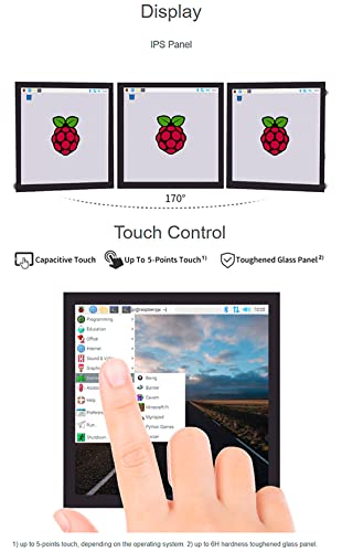 Image of waveshare 4inch DPI Touch Screen LCD (C) for Raspberry Pi 4B /3B+ /3B /2B /Zero /Zero 2 W /2 WH, 720x720 IPS Square Display Toughened Glass Cover Refresh Rate up to 60Hz