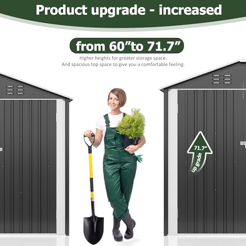 AirWire 9x4 FT Outdoor Storage Shed, Garden Shed with Updated Frame Structure and Lockable Doors, Metal Tool Sheds for Backyard Garden Patio Lawn, Grey