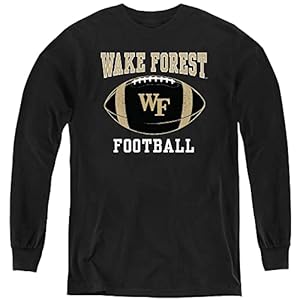 Wake Forest Demon Deacons Official Football Ball Youth Long Sleeve T Shirt,Black, Large