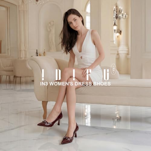 Image of IDIFU Kitten Heels Pumps Closed Pointed Toe Dress Shoes for Women