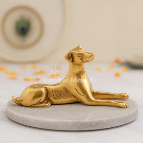 Image of Pure Brass Dog Idol, Vastu Remedy for Protection & Loyalty (23 cm, 990 g)