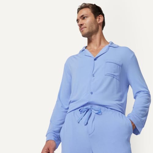 Image of Amazon Essentials x Sofia Grainge Men's Long Sleeve Relaxed Fit Breathable Modal Jersey Pajama Set, Loungewear