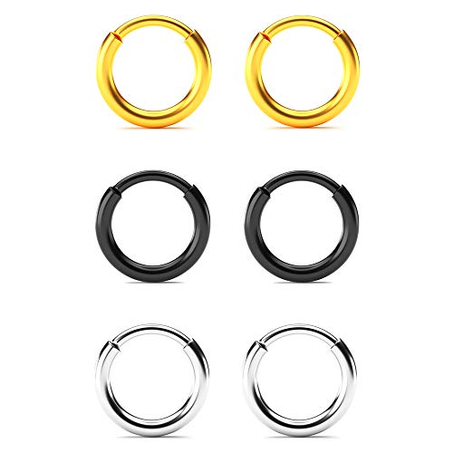 Image of Surgical Stainless Steel Hoop Earrings - Endless Small Hoop Earrings Set for Men Women, Hypoallergenic Tragus Earrings(8 /10 /12 /14mm)