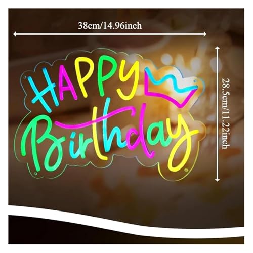 Lampe néon Joyeux Anniversaire variable déco murale LED bar - 2
