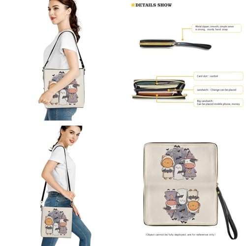 Womens Crossbody Bucket Bag with Wallet Leather Tote Purse Set Top Handle Shoulder Hobo Bag Handbag for Halloween3