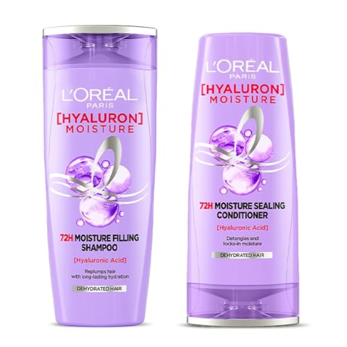 L'Oreal Paris Hyaluron Moisture 72H Moisture Filling Shampoo (180ml) + Hyaluron Moisture 72H Moisture Sealing Conditioner (180ml) (2 ITEM IN SET)