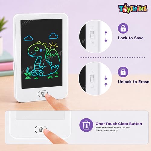 Image of Toyshine 2 in 1 Digital LCD Writing Tablet Children Doodle Board with Pencil Box for Kids 3-10 Years Old Boys /Girls Gifts Education Learning Toy, White
