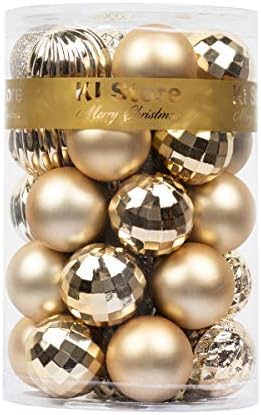 KI Store Black Christmas Baubles 60mm Christmas Tree Decoration Ornaments 34pcs Shatterproof Balls for Halloween Xmas Hanging Decorations Festival Holiday Decor