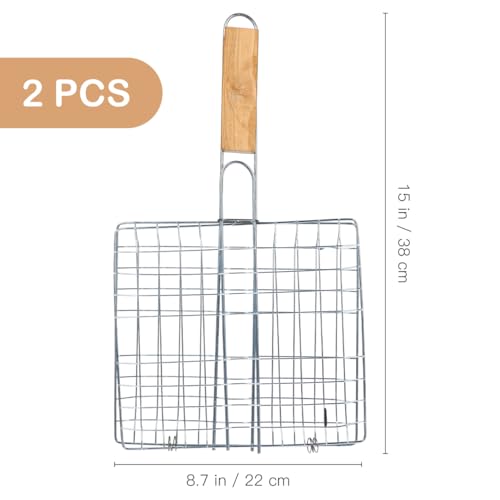 Happyyami Stainless Steel Barbecue Grill Fish Basket Grill Fish Basket for Grilling 14.96 X 8.66 X 0.59 in Mesh Wire Clamp Portable Barbecue Net Clamp for Camping Party Gathering by Happyyami - Image 4