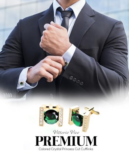 Colored Crystal Princess Cut Cufflinks2