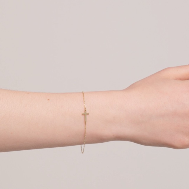 Bracelet En Forme De Croix Pour Femme, Délicat Plaqué Or 14