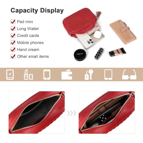 Image of AFKOMST Woven Crossbody Bags for Women Small Boho Purse with Roomy Space | Vegan Leather Camera Bag; Lightweight; Fits iPad mini, Long Wallet; Hands-Free Everyday