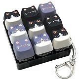 Tapbloom 9 Cat Keyboard Fidget Clicker Keychain for Adults (Black 9-in-1)
