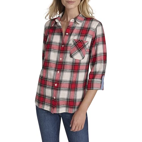 Image of Nautica Women's Button Front Long Sleeve Roll Tab Shirt