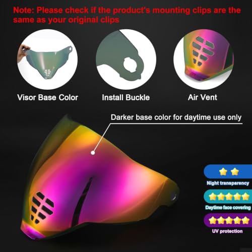 Image of PSLER IC-06 visor- Icon Airflite Face Shield Motorcycle Helmet Visor Accessories Replacement for Icon Airflite IC-06,Deep Rose Red
