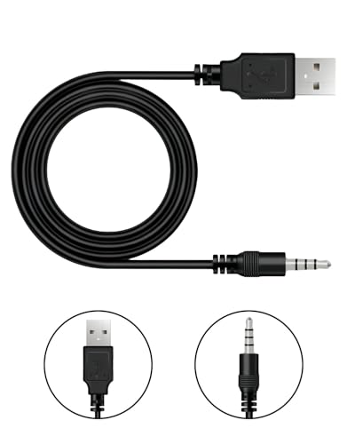 3.5mm Jack Charge Cable Male AUX Audio Jack to USB 2.0 Charge Data Cable Cord 3.3ft Audio Car Stereo Jack Cables to USB 2.0, for Music Player, MP3, Headphones, Speakers, Voice Recorder and More