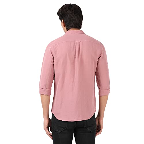Image of Wrangler Men Dusky Pink Solid Regular FiT-Shirt
