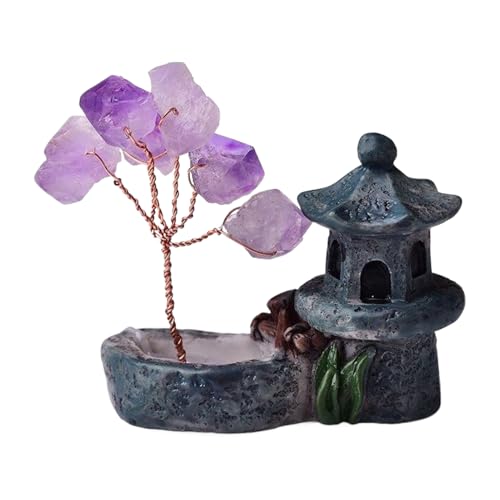 Genérico Árbol De Amatista | Pequeño Árbol Bonsái De Piedras De De Amatista | Decoración Hogar Energía Figurines Escritorio Espiritual Meditación Prosperidad Buena Suerte