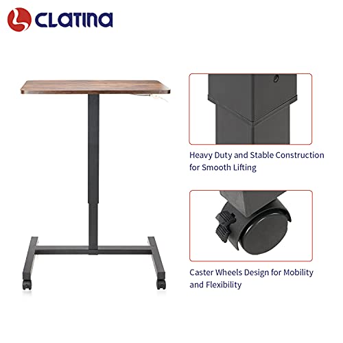 Image of CLATINA Mobile Standing Desk Adjustable Height, Portable Rolling Table on Lockable Wheels for Home Office Computer Workstation 28 inch x 19 inch Round Edge Design Elegant (White)