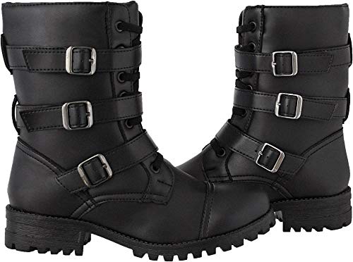 Bota Coturno Feminina Casual Cano Longo Fivela Conforto Leve Preto 35
