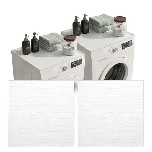 Image of 2 PC Washer and Dryer Topper Protector Mat 25 inchx25 inch, Laundry Washing Machine Top Cover Non-Slip, Waterproof, Silicone Large Washer and Dryer Covers for Top (White Opal)