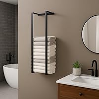 Wall Mounted Double Bar Towel Rack – Black Stainless Steel Bathroom & En-Suite Towel Holder Rail, Space Saving Storage for Hand & Guest Towels (75CM)